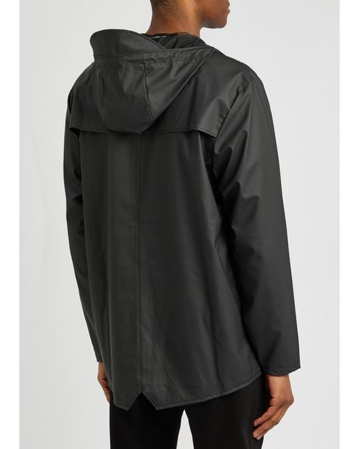 Rains Black Short Matte Rubberised Raincoat for men
