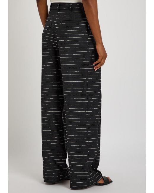 LIBEROWE Black Mika Striped Wool-Blend Trousers