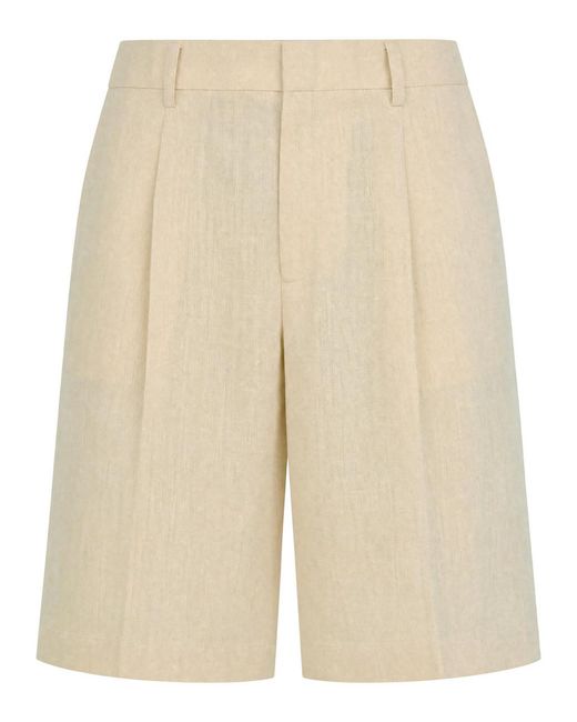 NN07 Natural Kay Pleated Linen Shorts for men