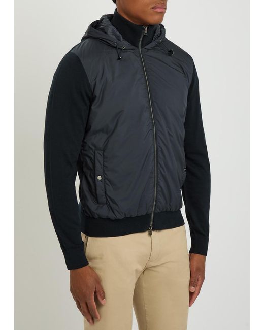 Herno Black Quilted Hooded Cotton Jacket for men