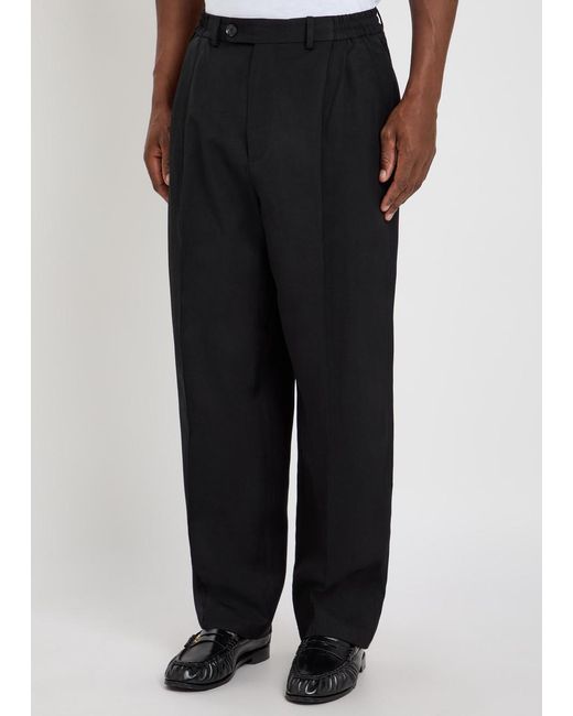 MKI Miyuki-Zoku Black Pleated Woven Suit Trousers for men