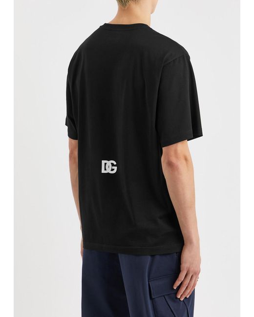 Dolce & Gabbana Black Logo-print Cotton T-shirt for men