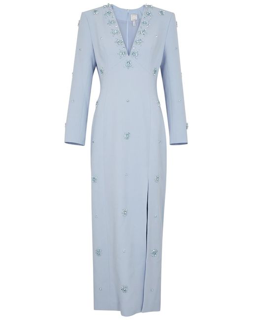 Huishan Zhang Blue Aurore Crystal-embellished Maxi Dress