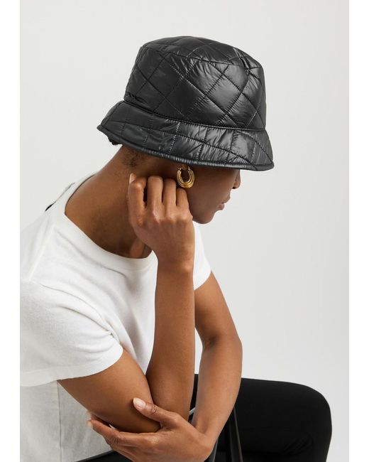 Moncler Black Logo Quilted Shell Bucket Hat