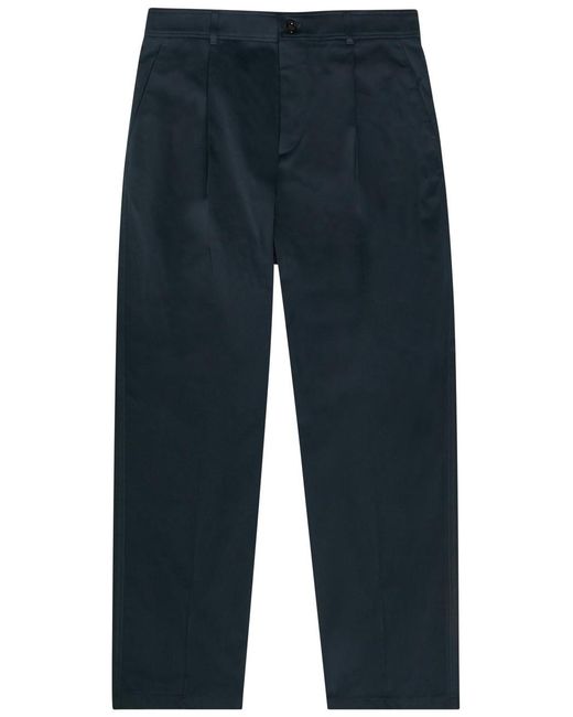 Valentino Blue Logo-Embroidered Cotton Gabardine Trousers for men