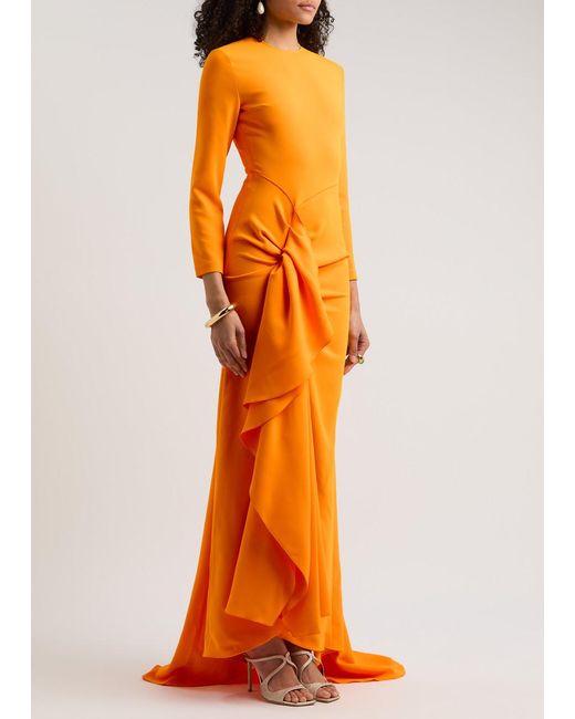 Solace London Orange Nia Ruffled Maxi Dress