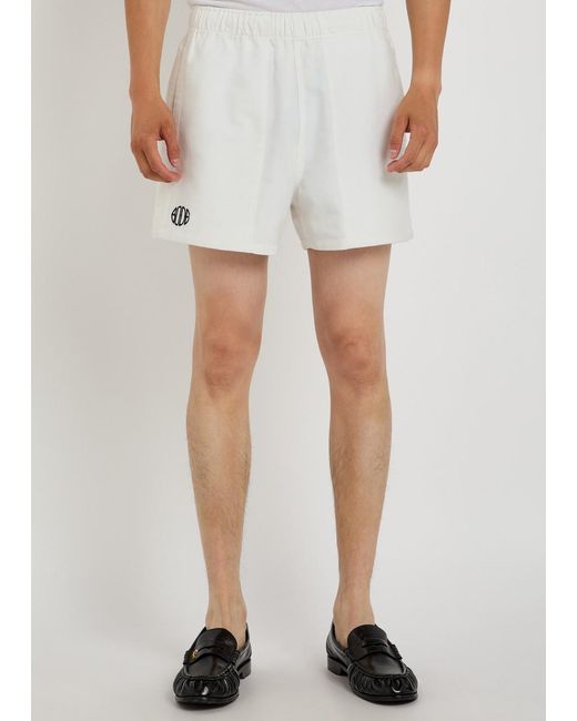 Bode White Field Logo-Embroidered Cotton-Twill Shorts for men