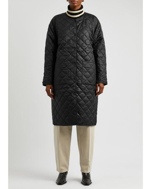 Eileen Fisher Black Reversible Quilted Shell Coat