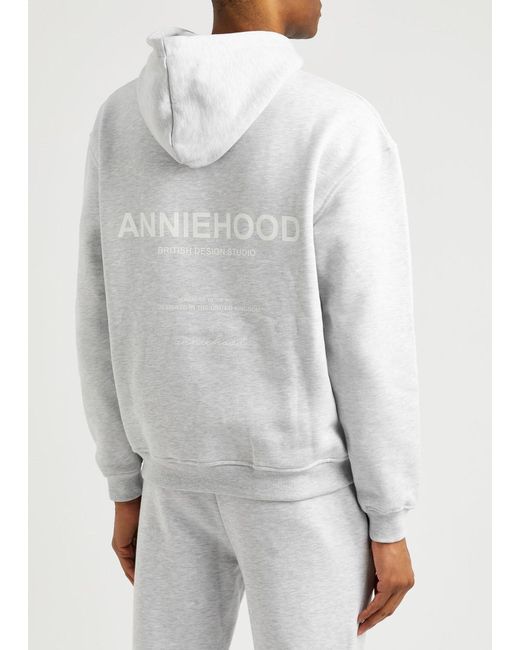 Annie Hood White Studio Logo-Print Hooded Cotton-Blend Sweatshirt for men