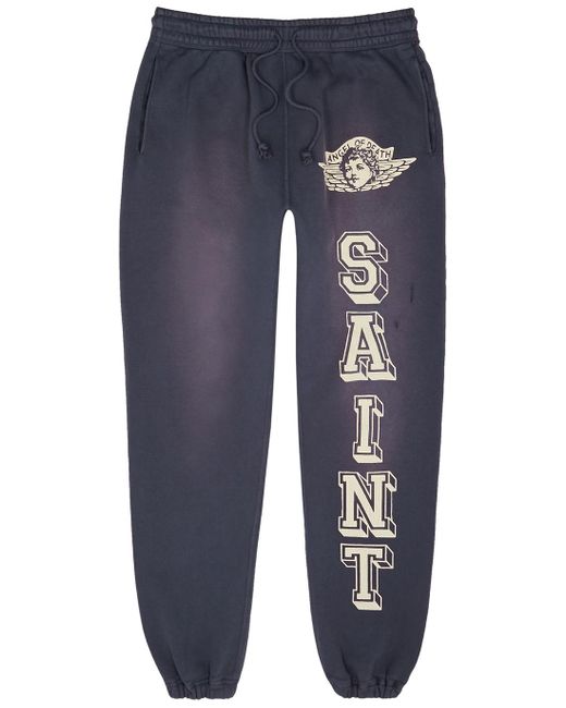 Saint Michael Blue Saint Mxxxxxx Angel Of Death Logo Cotton Sweatpants for men