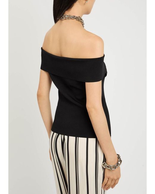 Anine Bing Black Francis Stretch-Knit Top
