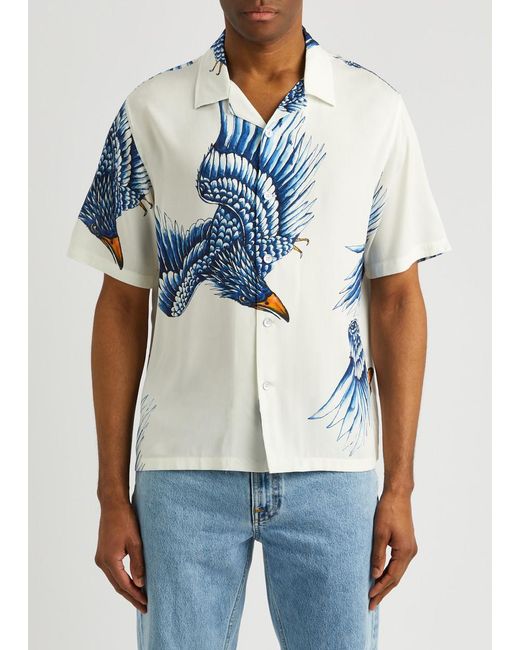 Rag & Bone Blue Avery Printed Woven Shirt for men