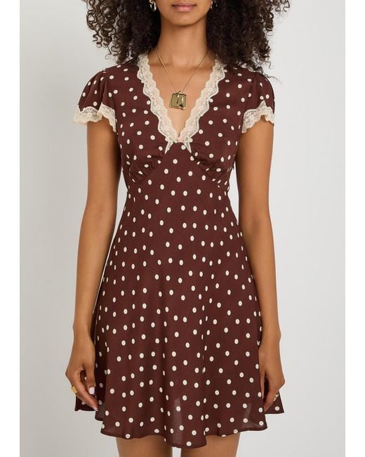 Rixo Red Cely Polka Dot Crepe De Chine Mini Dress