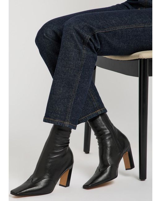 Khaite Black Nevada 85 Designer Leather Ankle Boots Uk3.5