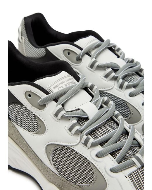 Cleens White Pulse Runner Panelled Mesh Sneakers for men