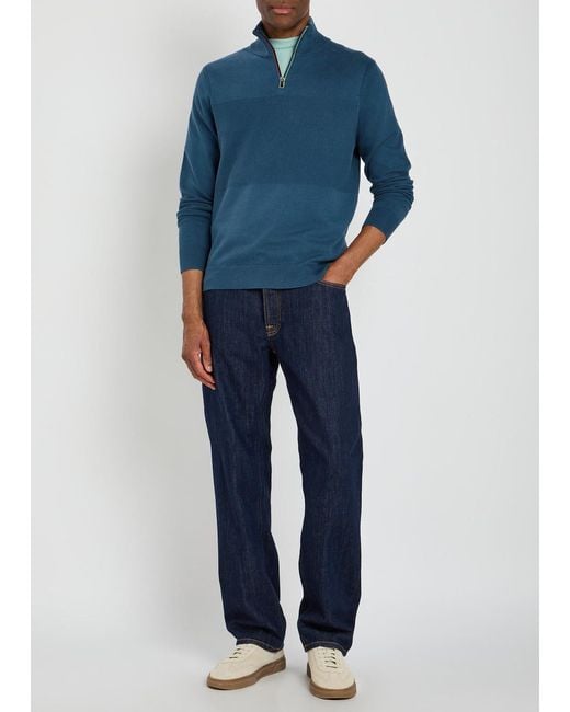 Paul Smith Blue Half-Zip Cotton Jumper for men