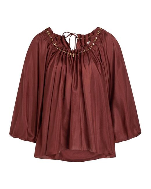 Zimmermann Aster Gathered Silk Blouse