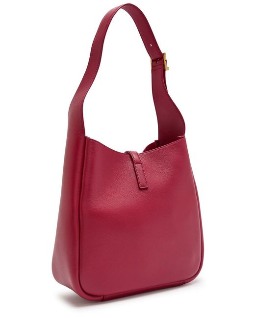 Saint Laurent Red Le 5 À 7 Small Grained Leather Hobo Bag