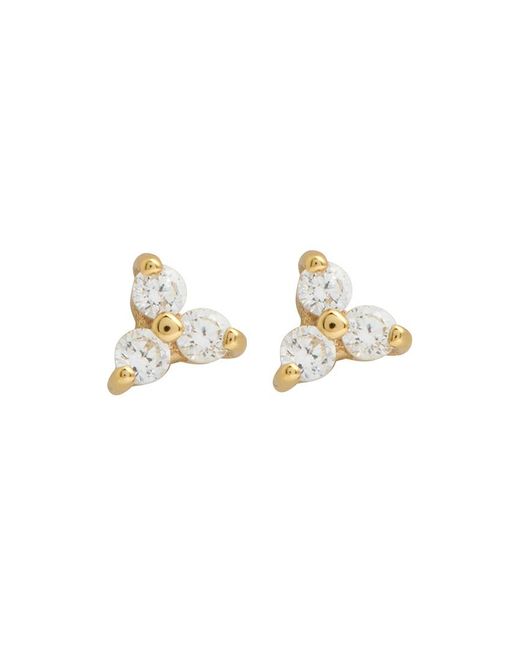 Astrid & Miyu White Triple Crystal 18Kt-Plated Stud Earrings