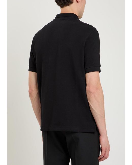Paul Smith Black Appliquéd Piqué Cotton Polo Shirt for men