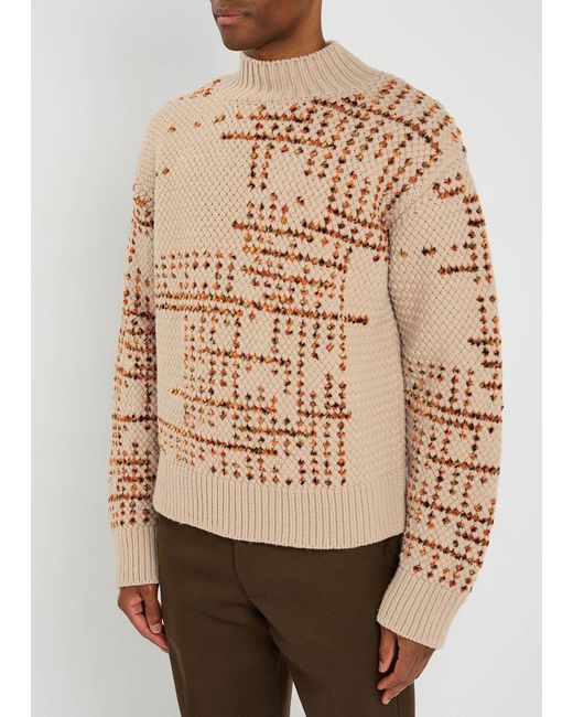 Dries Van Noten Natural Mauritius Patterned Wool-Blend Jumper for men