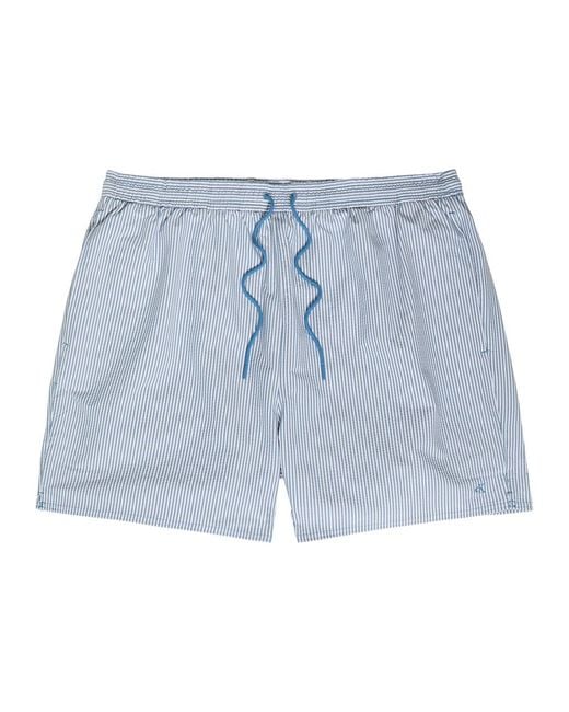 Calvin Klein Blue Logo-Embroidered Striped Seersucker Swim Shorts for men