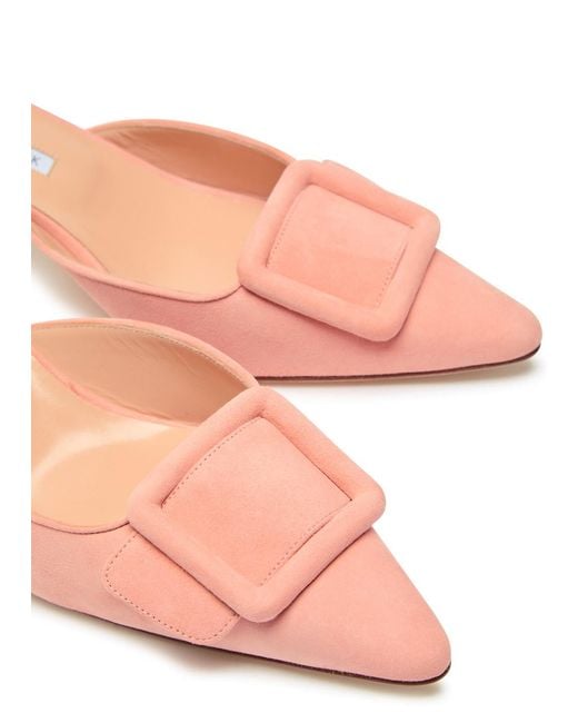 Manolo Blahnik Pink Maysale 50 Suede Mules
