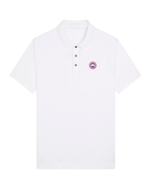 Canada Goose White Beckley Logo Piqué Cotton Polo Shirt for men