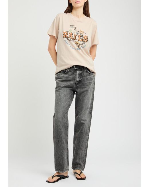 Rails Natural Texax Logo Cotton T-Shirt