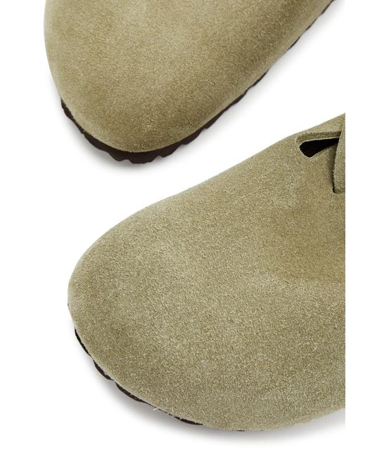 Birkenstock Green Boston Suede Sliders