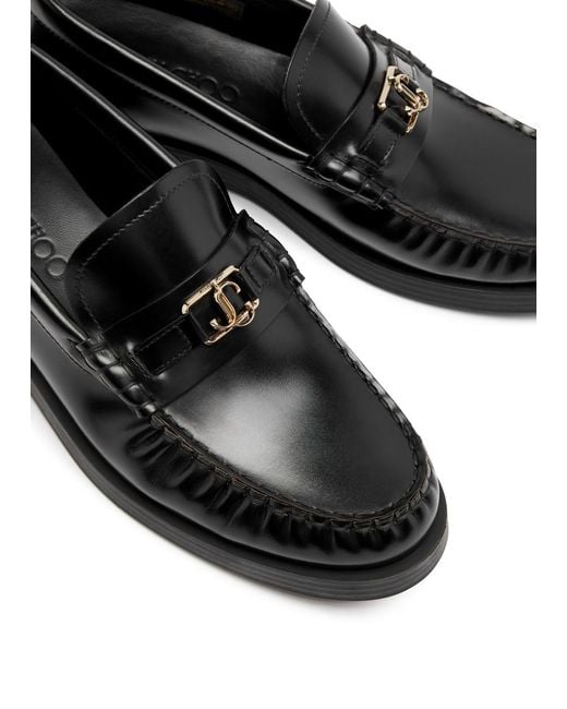 Jimmy Choo Black Addie Leather Loafers