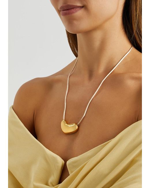 Agmes White Heart Satin-cord Necklace