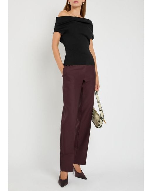 ARMARIUM Black Debra Asymmetric Stretch-Knit Top