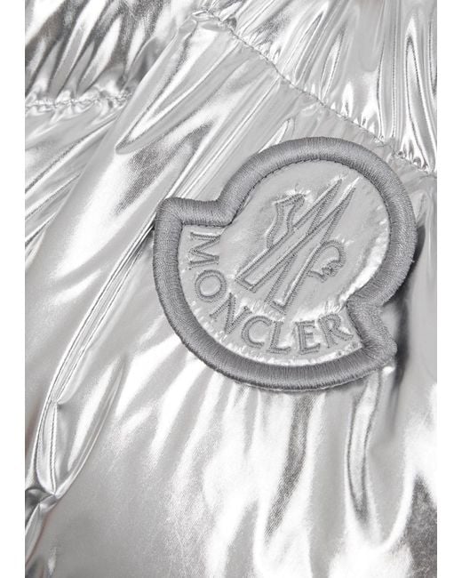 Moncler White Blavet Metallic Quilted Shell Gilet