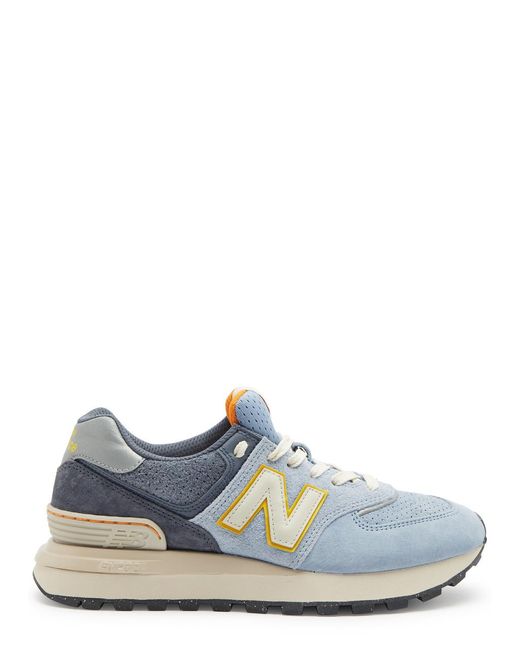 New Balance Blue 574 Panelled Suede Sneakers