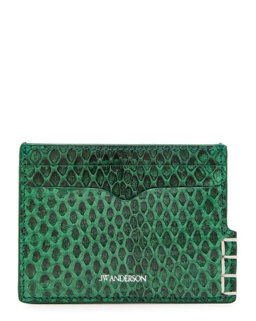 J.W. Anderson Green Loafer Snake-Effect Leather Card Holder