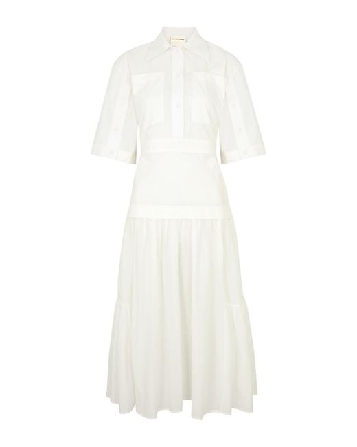 LOVEBIRDS White Cotton Midi Dress