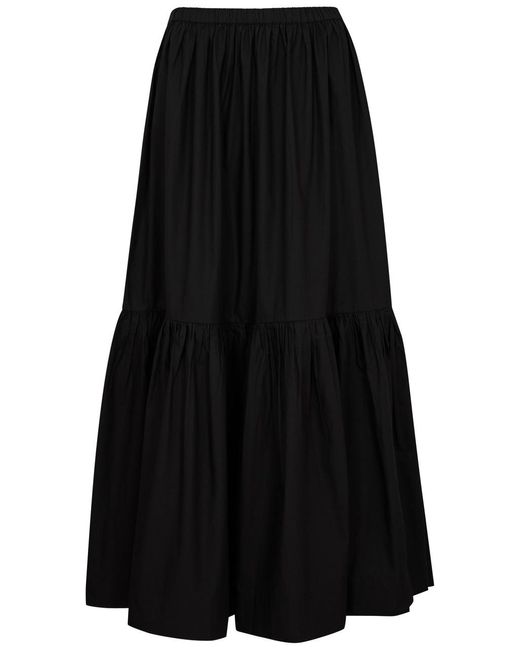 Ganni Black Cotton-poplin Midi Skirt