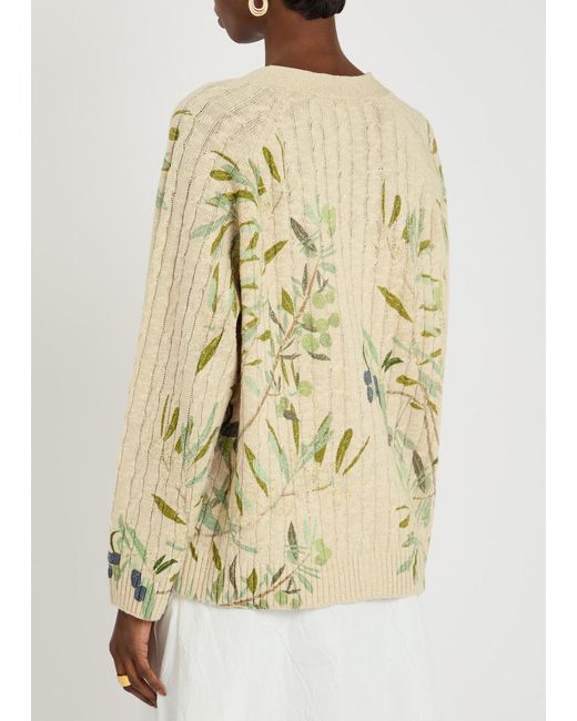 BERNADETTE Natural Zuri Printed Knitted Cardigan