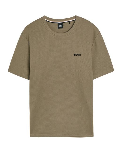 Boss Green Waffle Cotton-Blend T-Shirt for men