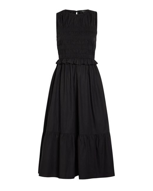Rails Black Rialto Smocked Cotton Midi Dress