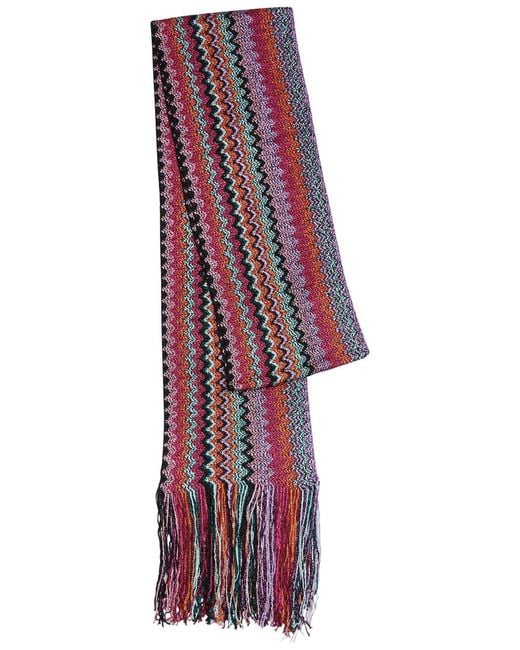 Missoni Red Zigzag-intarsia Knitted Scarf