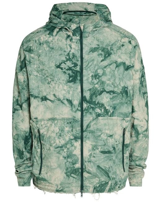 Y-3 Green Printed Hooded Nylon Running Jacket for men