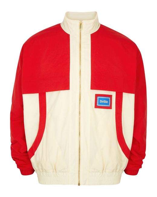 Drole de Monsieur Red Colour-Blocked Nylon Jacket for men