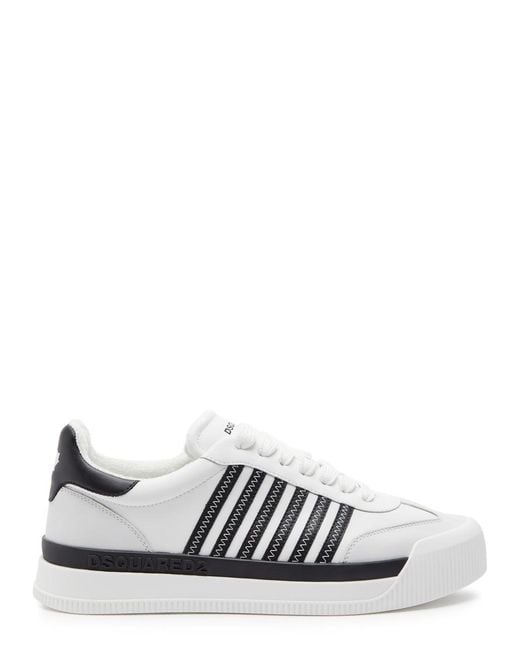 DSquared² White New Jersey Panelled Leather Sneakers for men
