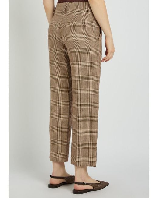 Brunello Cucinelli Natural Houndstooth Straight-Leg Trousers