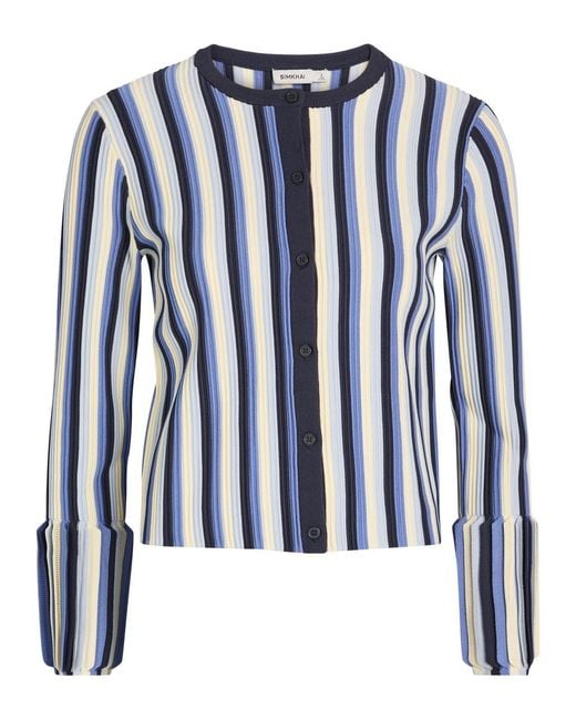 Jonathan Simkhai Blue Iris Striped Knit Cardigan
