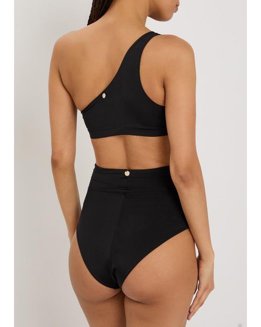 Max Mara Black Chalisia One Shoulder Stretch-Polyamide Bikini Top