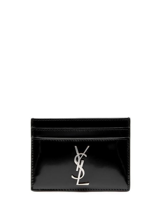 Saint Laurent Black Logo Patent Leather Card Holder