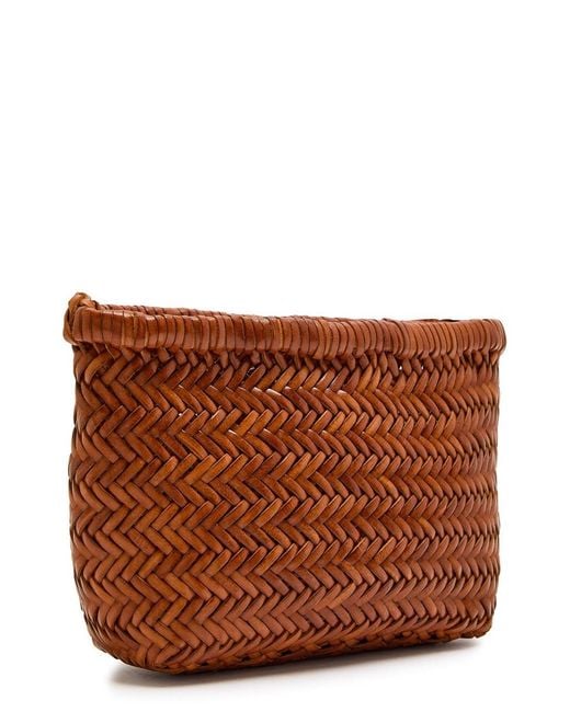 Dragon Diffusion Brown Minsu Woven Leather Cross-Body Bag